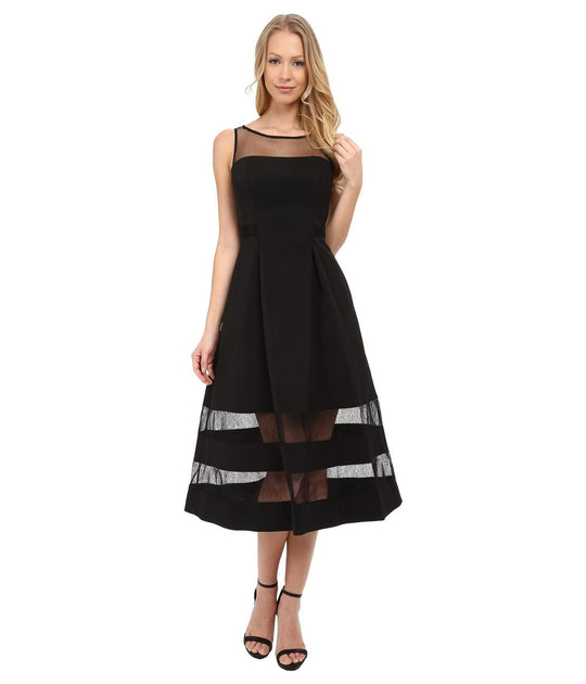 Aidan Mattox - Bateau Neck Ottoman Dress 54466240 in Black
