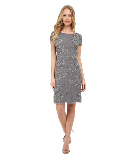 Adrianna Papell - 41909800 Rhinestone Embellished Cocktail Dress in Silver