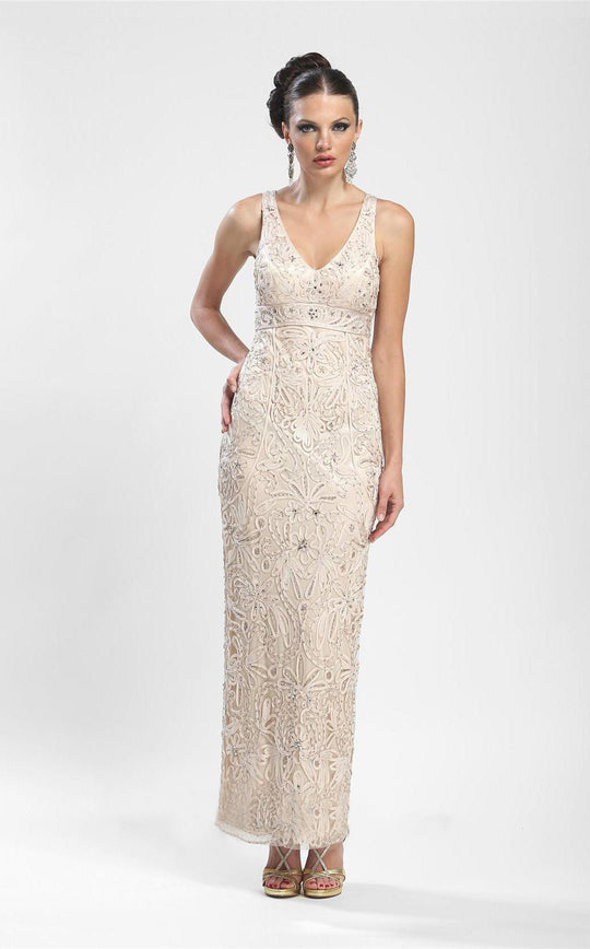 Sue Wong - Sleeveless V Neck Long Gown N3502 in Neutral