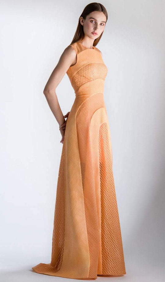 3444 Multi-Cut Jewel A-line Dress With Train