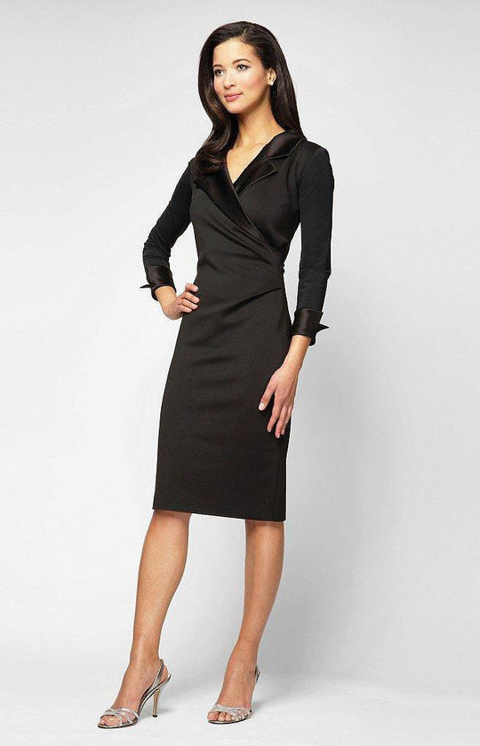 Alex Evenings - Long Sleeve V-neck Sheath Dress in Black