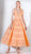 3445 Tulle and Brocade Deep V-neck A-line Dress