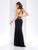 Clarisse - 3446 Halter Neck Lace Trim Jersey Fitted Gown in Black