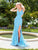 Clarisse - 3448 Lace V-neck Sheath Dress in Blue