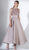 3450 Floral Appliqued Crop Top Metallic Dress