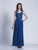 Dave & Johnny - 3451W Embellished Wide V-neck A-line Dress in Blue