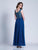 Dave & Johnny - 3451W Embellished Wide V-neck A-line Dress in Blue