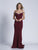 Dave & Johnny - 3453 Jeweled V-neck Sheath Dress in Red