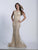 Dave & Johnny - 3456 Beaded Lace Sheer Jewel Mermaid Dress in Neutral