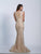 Dave & Johnny - 3456 Beaded Lace Sheer Jewel Mermaid Dress in Neutral
