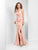 Clarisse - 3456 Plunging V-neck Sheath Satin Gown in Pink