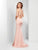 Clarisse - Plunging V-neck Sheath Satin Gown 3456 In Pink