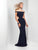 Clarisse - 3457 Sleek Off-Shoulder Sheath Dress in Blue