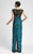 Sue Wong - Embroidered V Neck Long Gown N3437 in Black and Blue