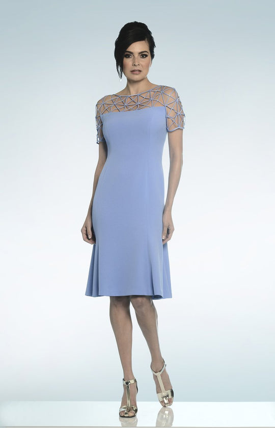 Daymor Couture - Lattice Illusion Cocktail Dress 812 in Blue