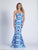 Dave & Johnny - 3457 Printed Sweetheart Mermaid Dress in Print and Blue