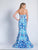 Dave & Johnny - 3457 Printed Sweetheart Mermaid Dress in Print and Blue