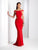 Clarisse - 3457 Sleek Off-Shoulder Sheath Dress in Red