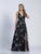 Dave & Johnny - 3462 Embellished Deep V-neck A-line Dress in Black