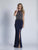 Dave & Johnny - 3467 Embellished Illusion Halter Sheath Dress in Blue