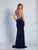 Dave & Johnny - 3467 Embellished Illusion Halter Sheath Dress in Blue