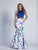 Dave & Johnny - 3469 Floral Printed Two Piece Mermaid Dress in Blue and Print