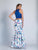 Dave & Johnny - 3469 Floral Printed Two Piece Mermaid Dress in Blue and Print