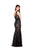 Glow by Colors - G346 Lace Embellished V-Neck Trumpet Dress in Black