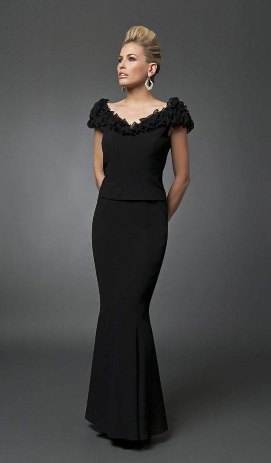 Daymor Couture - Ruffled Off Shoulder Mermaid Gown 702003 in Black