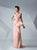 MNM Couture - Embroidered Petals Sheath Gown G0654 in Pink