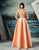 MNM Couture - Adorned Illusion A-Line Gown G0814 in Orange