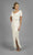 Daymor Couture - Shirred Off Shoulder Long Gown 8031 in White