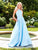Clarisse - 3489 Sleeveless Halter A-line Dress in Blue