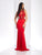Clarisse - 3493 Beaded Halter Sheath Dress in Red