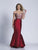 Dave & Johnny - 3494 Embellished V-neck Mermaid Dress in Red