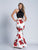 Dave & Johnny - 3496 Two Piece Fitted High Halter Gown in Print