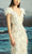MNM Couture - Feather Fringed Sheath Gown G0827 in White