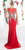 Cinderella Divine - Cap Sleeve Illusion Bateau Metallic Lace Gown in Red