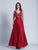 Dave & Johnny - 3510 Beaded V-Neck Evening Gown in Red