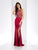 Clarisse - 3513 Beaded Halter Sheath Dress in Red