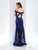 Clarisse - 3518 Off-Shoulder Sheer Trumpet Dress in Blue