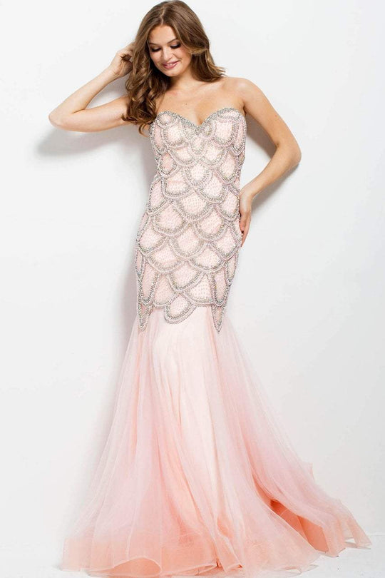 35205 Scalloped Beaded Sweetheart Dress