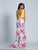 Dave & Johnny - 3523 Plunging V-Neck Beaded Floral Dress in Print