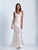 Dave & Johnny - 3527 Fitted V Neck Sheer Gown in White