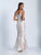 Dave & Johnny - 3527 Fitted V Neck Sheer Gown in White