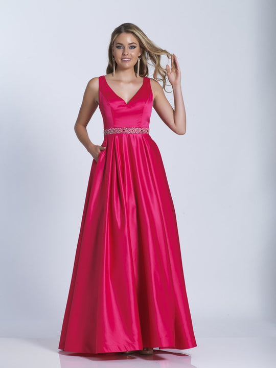 Dave & Johnny - 3530 Sleeveless Embellished Waist A-Line Gown in Pink