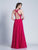 Dave & Johnny - 3531 Beaded Chiffon A-Line Dress in Pink