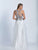 Dave & Johnny - 3537 Sheer Beaded Ruffled Gown in White
