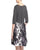 Taylor - 5730P Floral Scuba A-Line Dress in Black and White