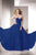 Alyce Paris B'Dazzle - 35418 Rosette Accented Empire Gown in Blue